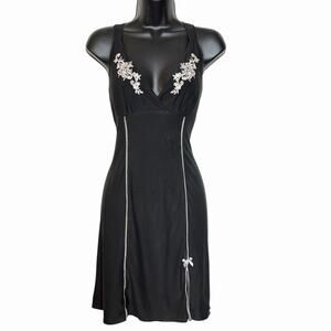 VTG Y2K BLACK CHEMISE BABY DOLL NIGHTIE LINGERIE BY DONATELLA COQUETTE RETRO M